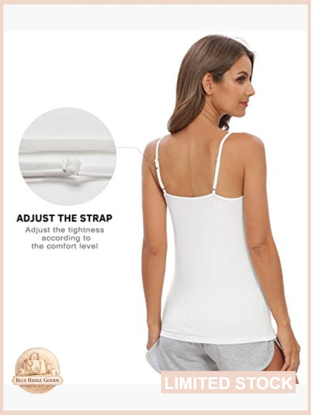 Lace Trim Camisole V-Neck Adjustable Straps Sexy Chic Layering Essential - Picture 3 of 6
